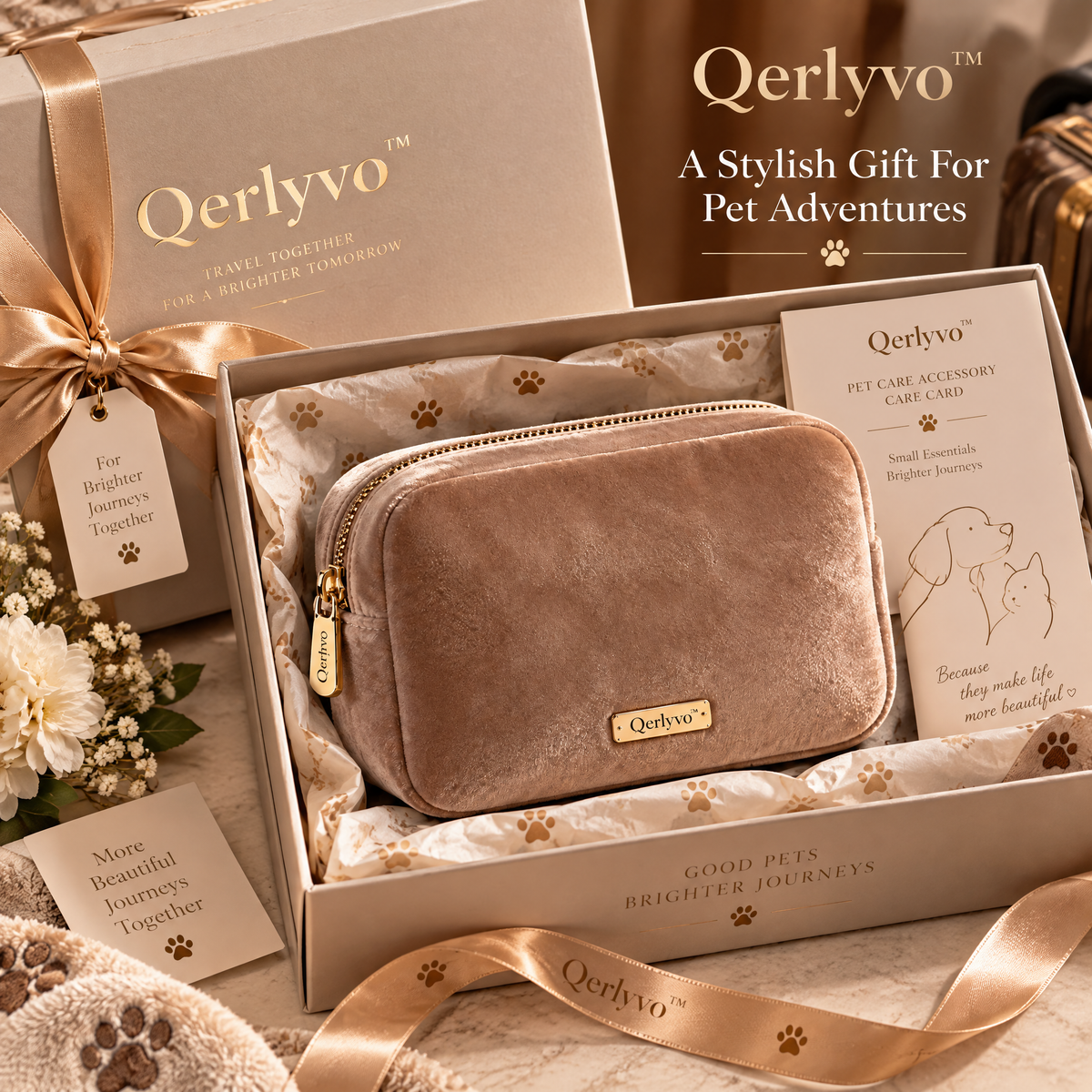 Qerlyvo™ Velvet Travel Pet Accessory Pouch
