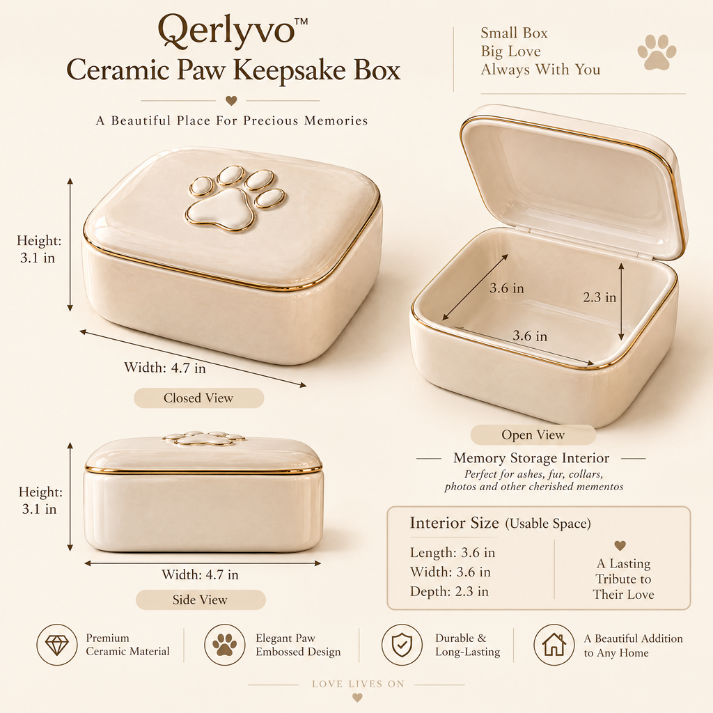 Qerlyvo™ Ceramic Paw Keepsake Box