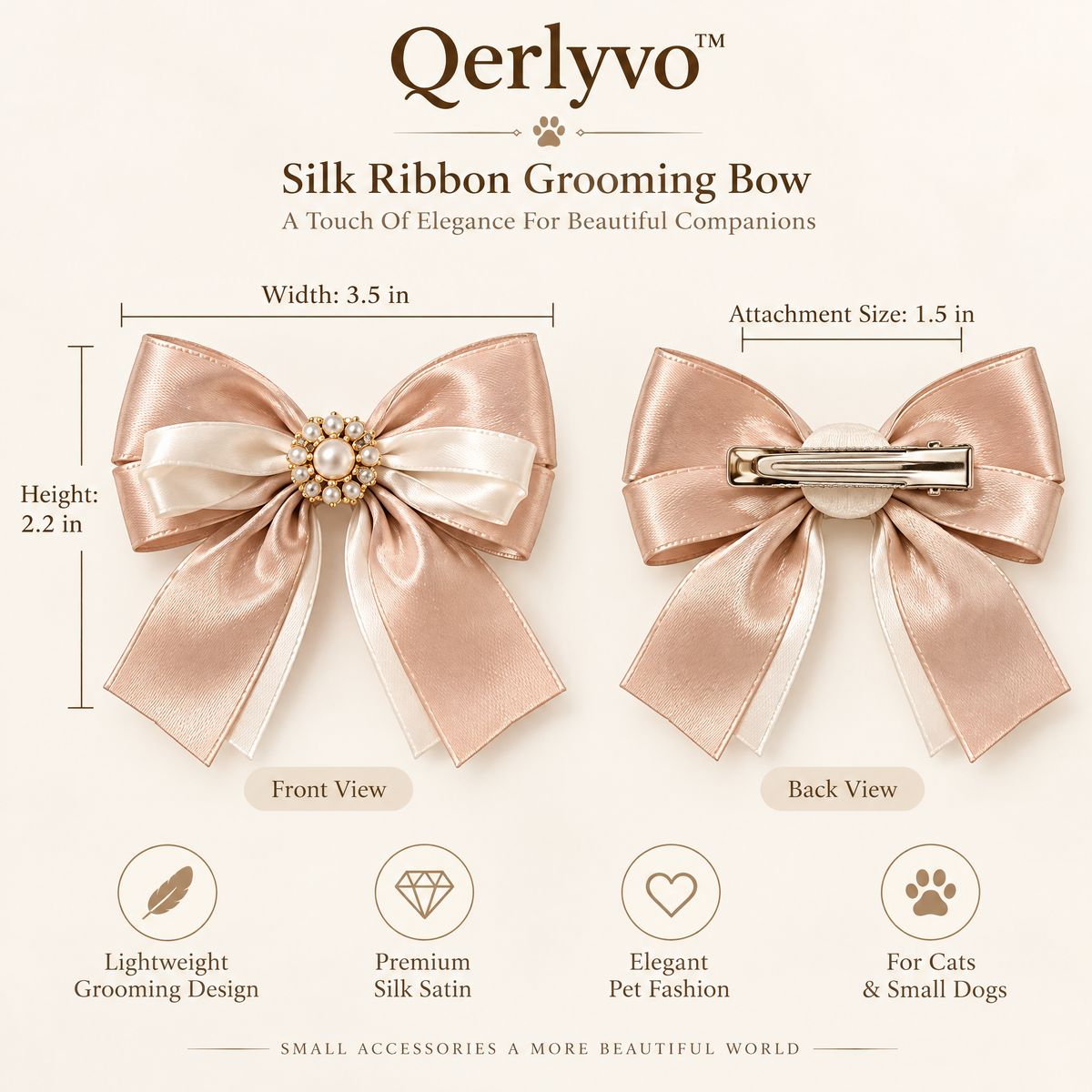 Qerlyvo™ Silk Ribbon Grooming Bow
