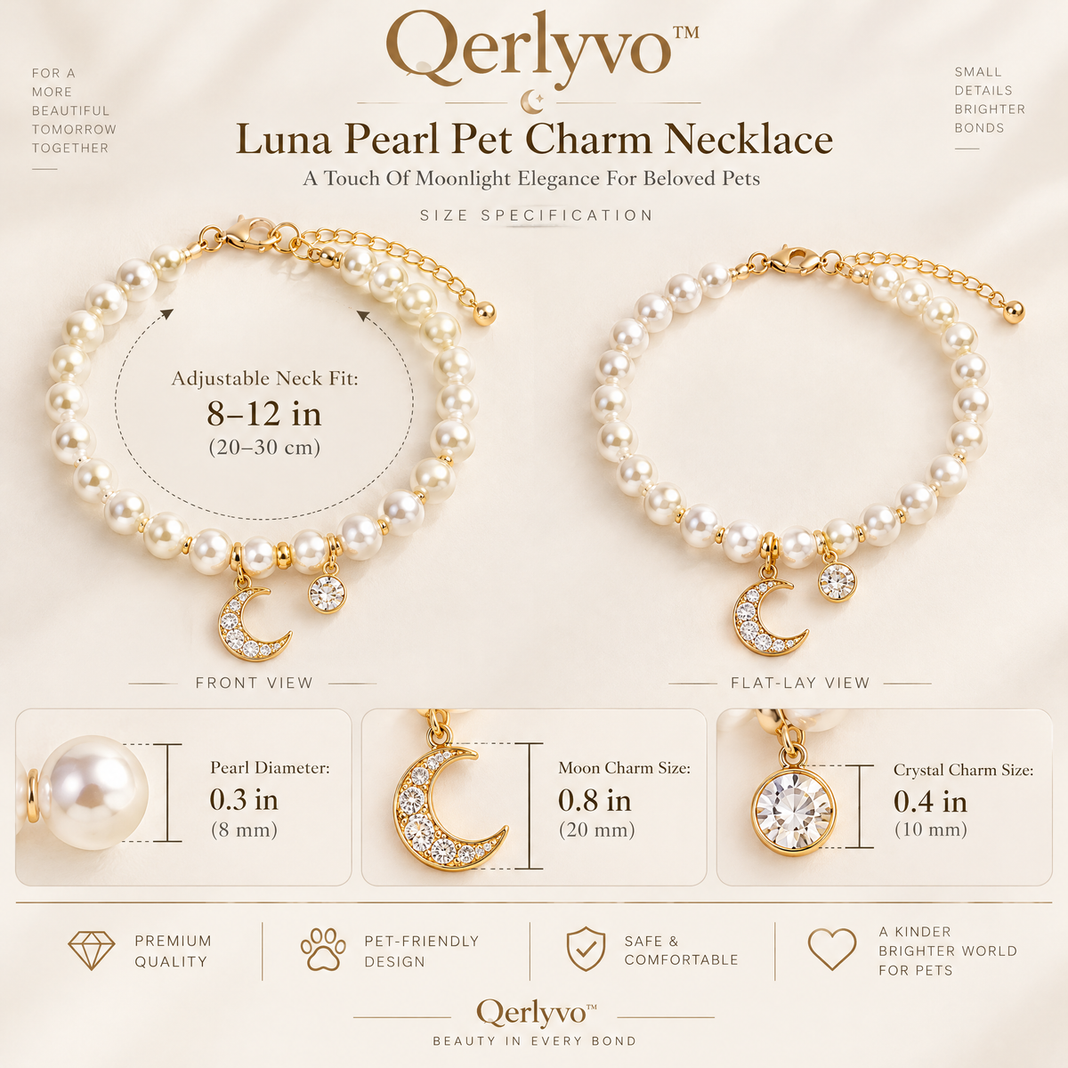 Qerlyvo™ Luna Pearl Pet Charm Necklace