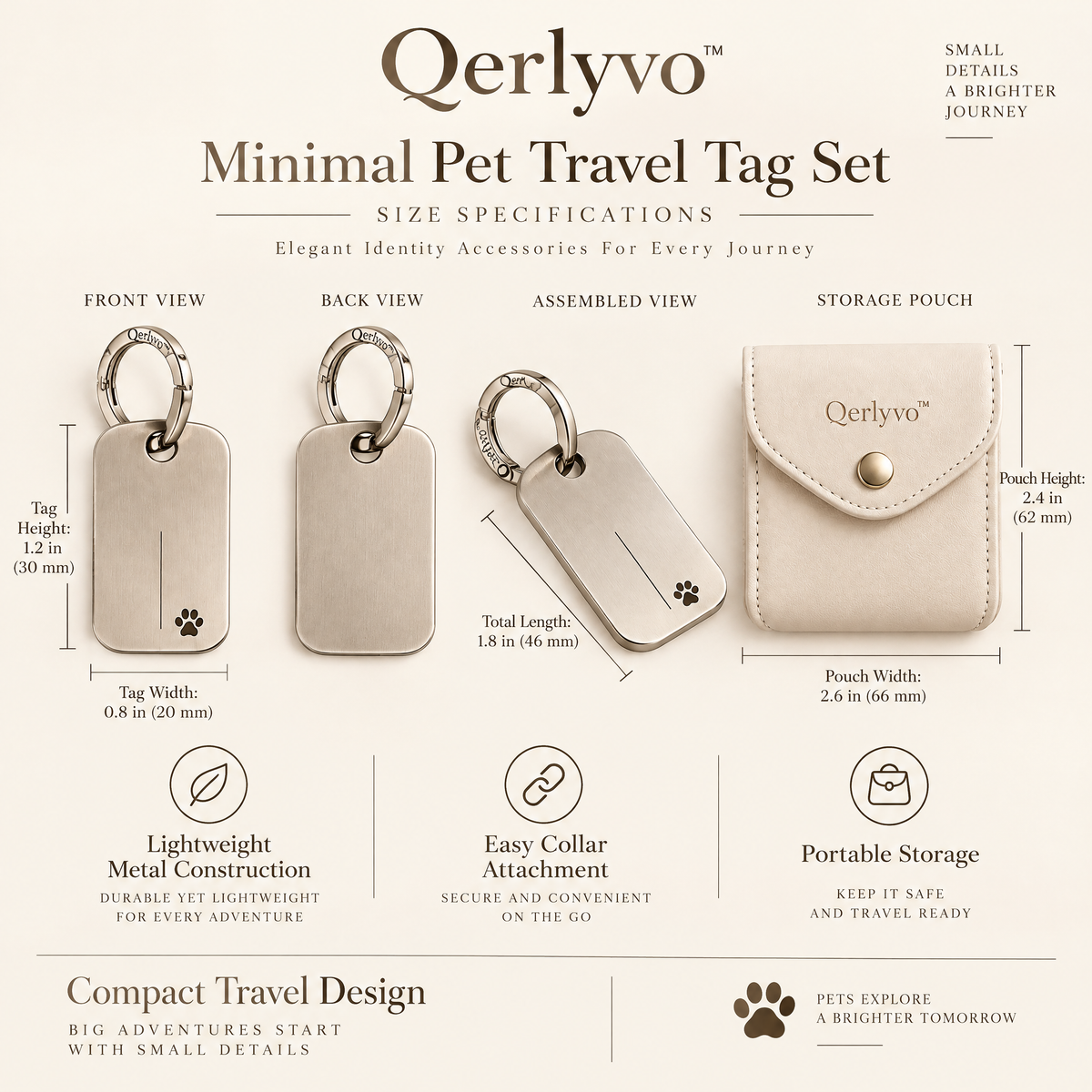 Qerlyvo™ Minimal Pet Travel Tag Set