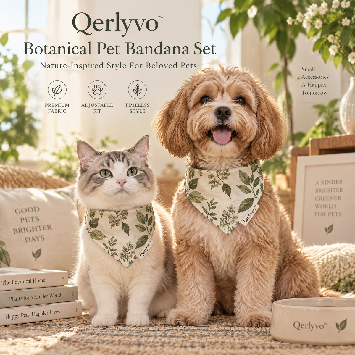 Qerlyvo™ Botanical Pet Bandana Set