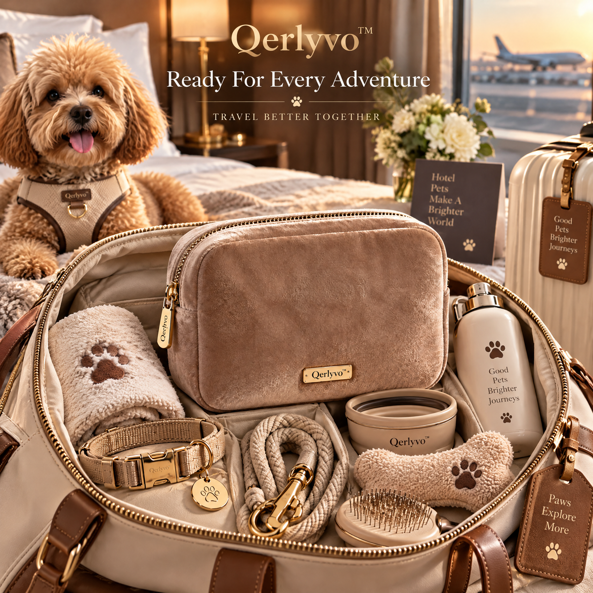 Qerlyvo™ Velvet Travel Pet Accessory Pouch