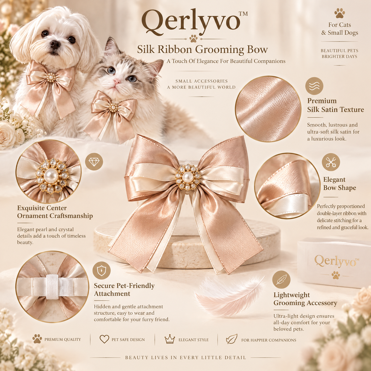 Qerlyvo™ Silk Ribbon Grooming Bow
