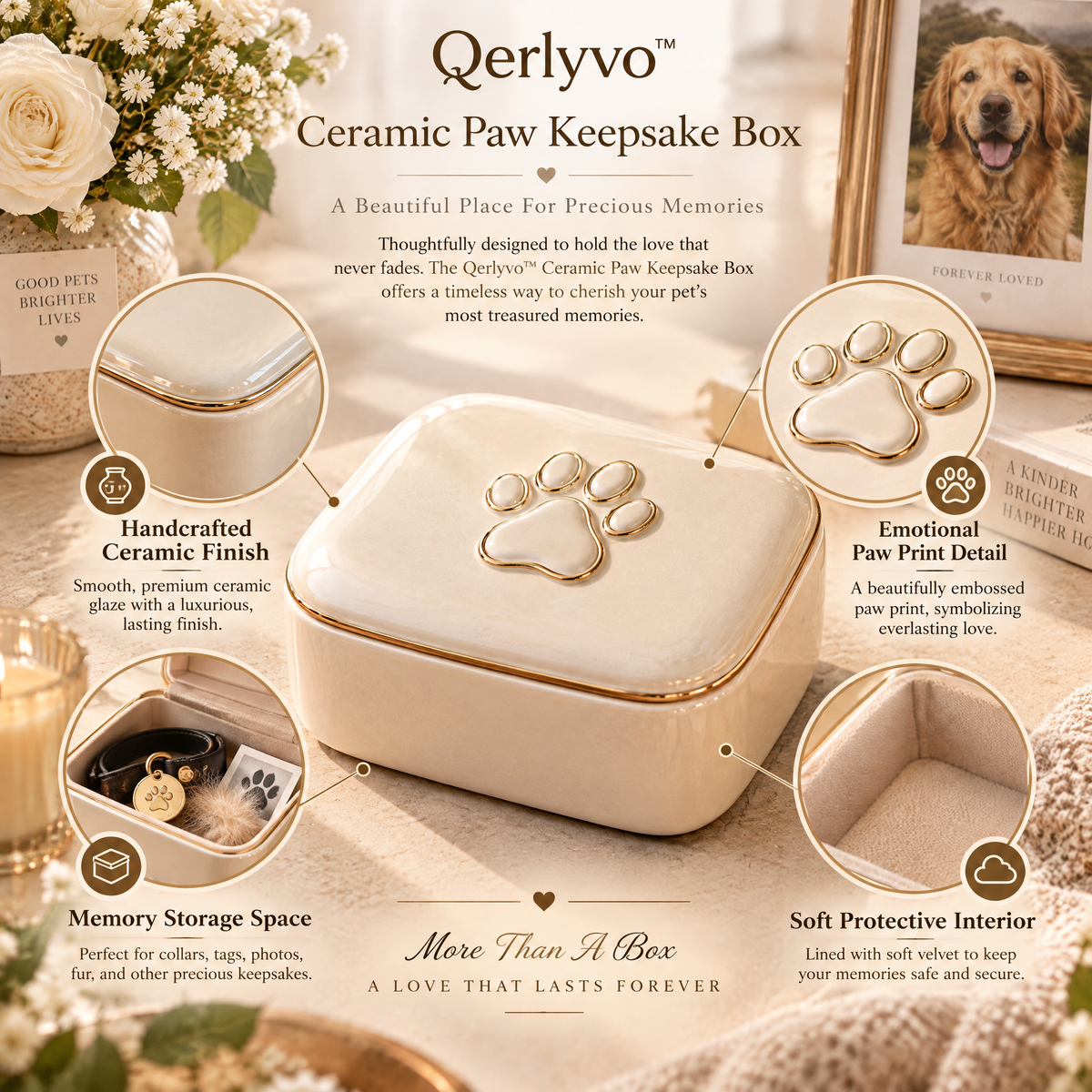 Qerlyvo™ Ceramic Paw Keepsake Box